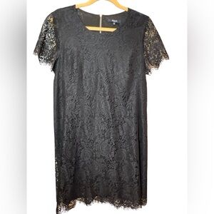 Madewell Floral Lace Overlay Black Mini Dress Size 8 Whimsigoth Dark Feminine